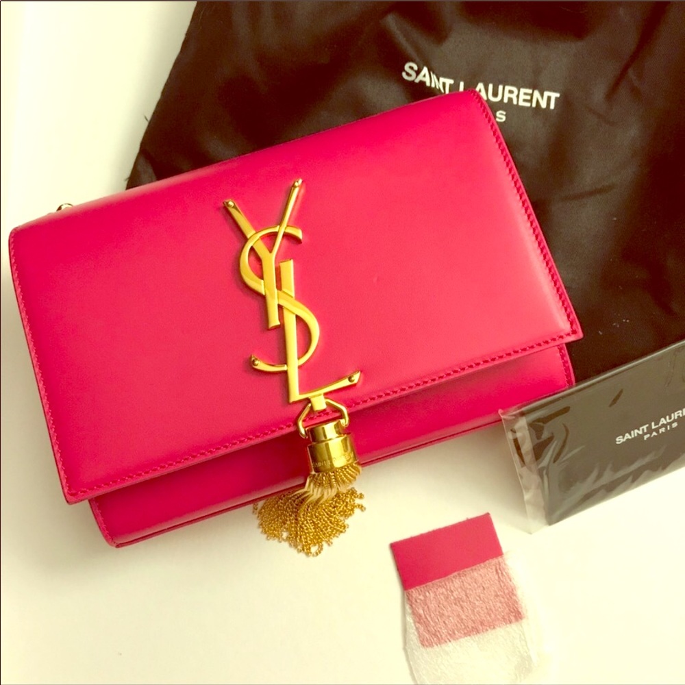 🆕 Saint Laurent Fuchsia Tassel Monogram Small Bag